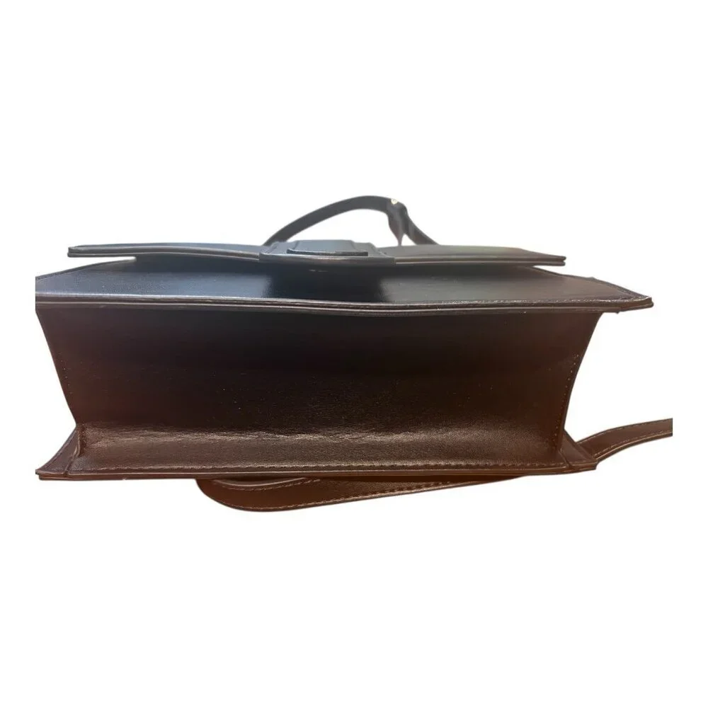 Kayla + Ava Miranda Crossbody Bag Black Faux Leather Vegan Removable Strap - Picture 6 of 6